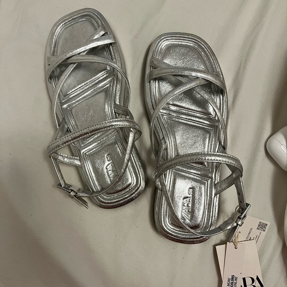 Zara Silver Sporty Sandals
